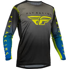 Fly Racing LITE JERSEY GREY/BLUE/HI-VIS MD 376-722