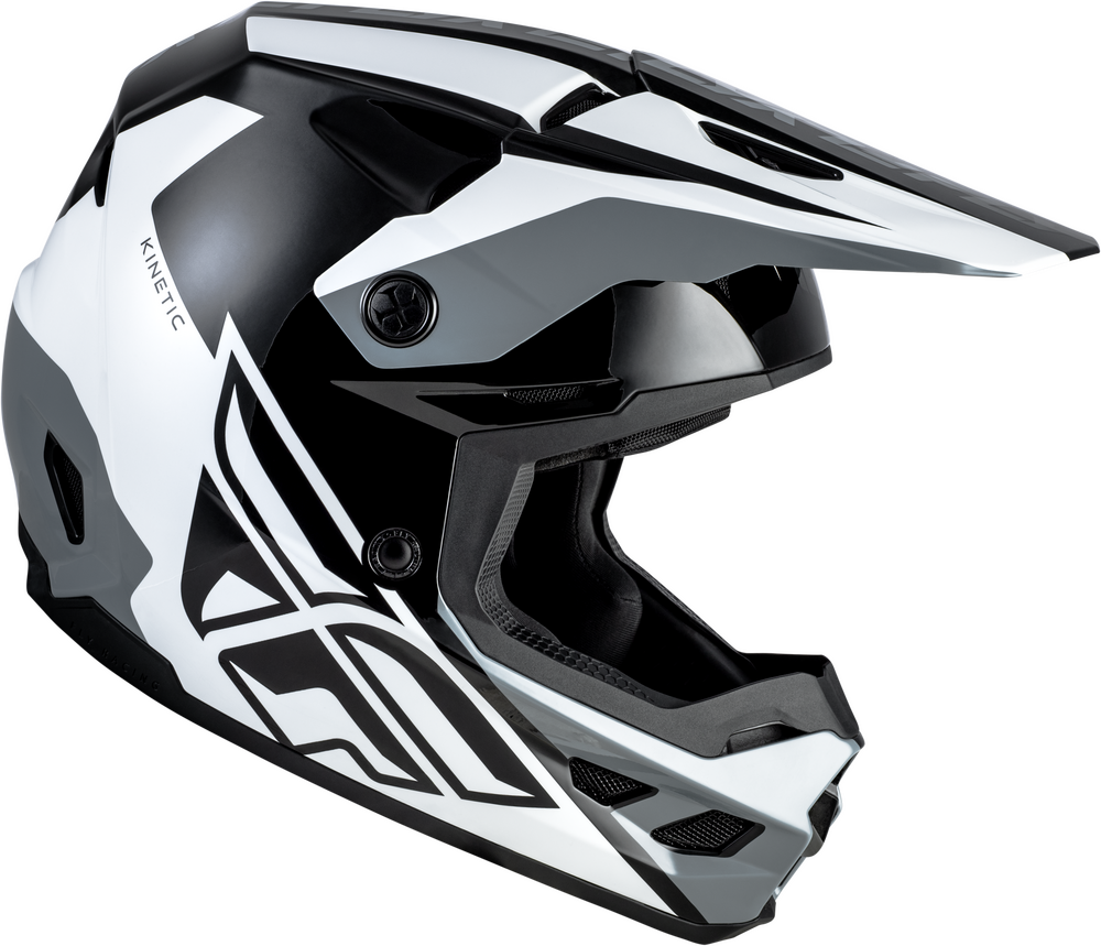 FLY RACING KINETIC CREST HELMET BLACK/WHITE/GREY 73-8674