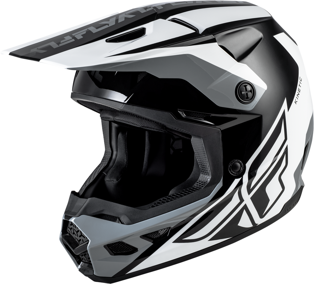 FLY RACING KINETIC CREST HELMET BLACK/WHITE/GREY 73-8674